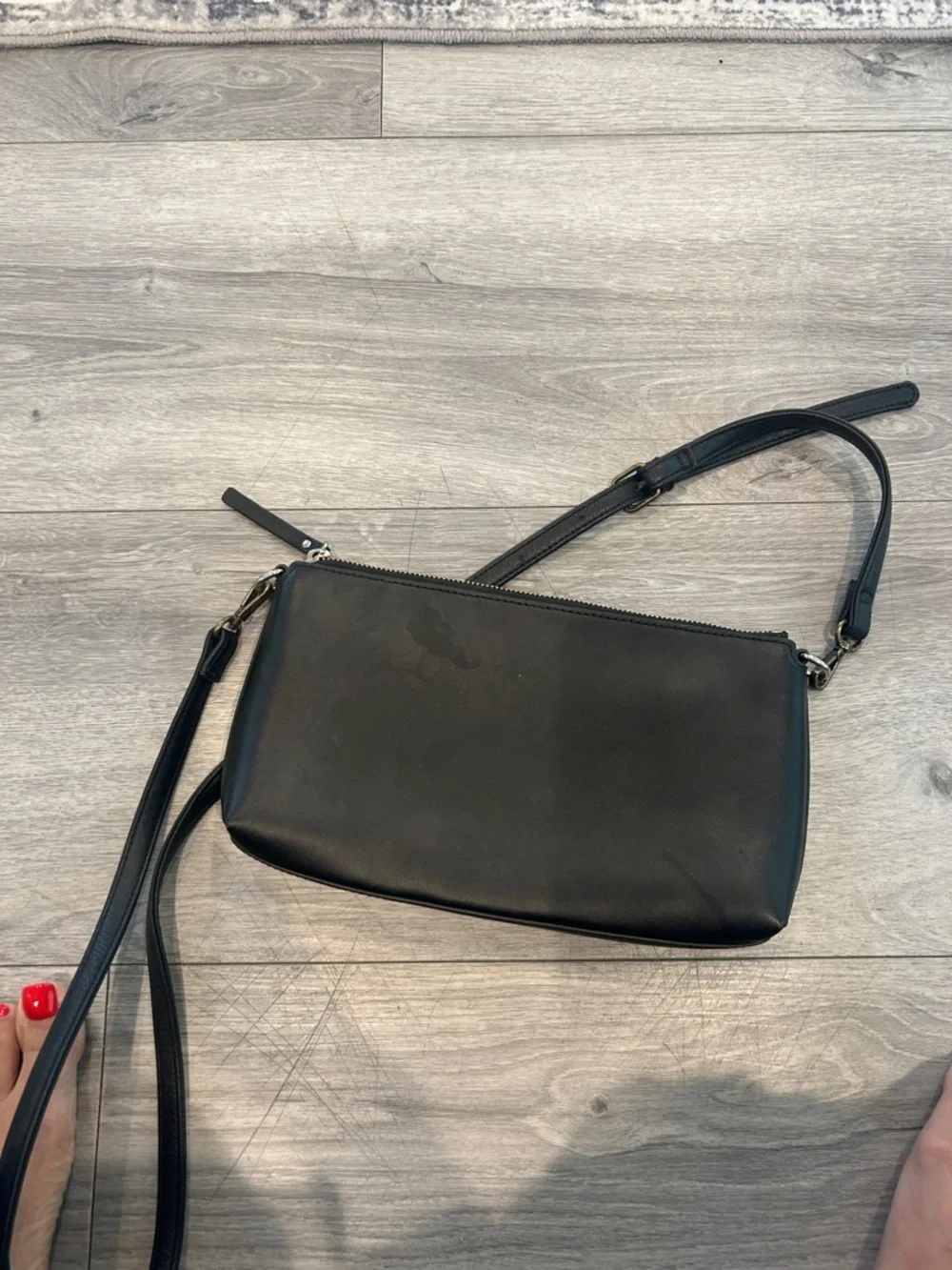 kate spade Black Leather Crossbody Pouch with Gold Logo
